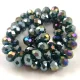 Firepolished donut bead - 6x8mm - Dark Green Iris - sold on strand