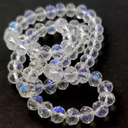   Firepolished donut bead - 6x8mm - Crystal AB - sold on strand