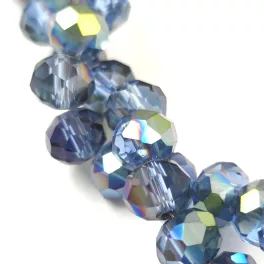   Firepolished donut bead - 6x8mm - Light Sapphire Iris - sold on strand