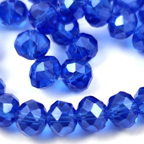 Firepolished donut bead - 6x8mm - Sapphire - sold on strand