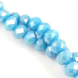 Firepolished donut bead - 6x8mm - Blue AB - sold on strand