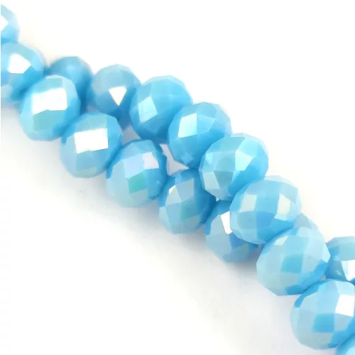 Firepolished donut bead - 6x8mm - Blue AB - sold on strand