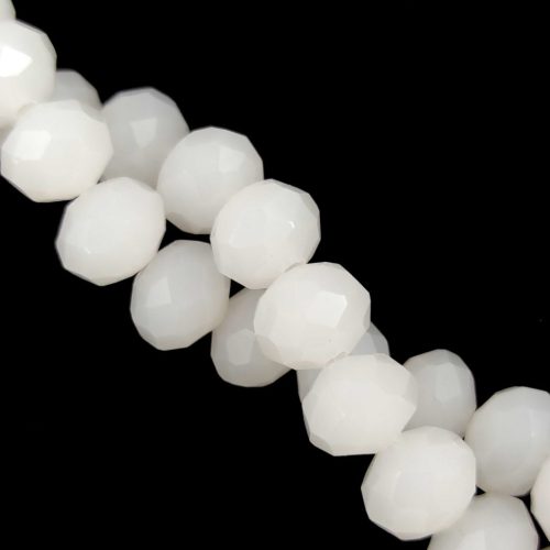 Firepolished donut bead - 6x8mm - White Opal - sold on strand