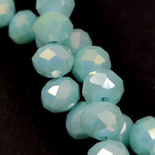 Firepolished donut bead - 6x8mm - Mint Luster - sold on strand