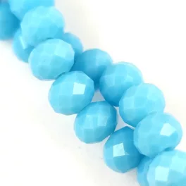   Firepolished donut bead - 6x8mm - Turquoise Blue - sold on strand