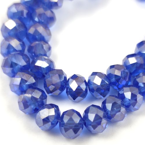 Firepolished donut bead - 6x8mm - Sapphire Luster - sold on strand