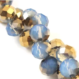   Firepolished donut bead - 6x8mm - Air Blue Opal Amber - sold on strand