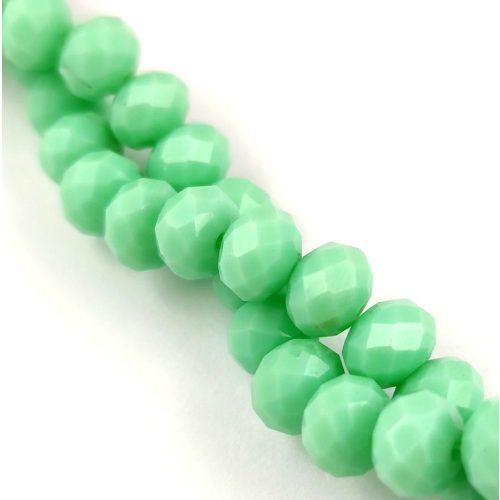 Firepolished donut bead - 6x8mm - Mint Green - sold on strand