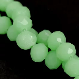   Firepolished donut bead - 6x8mm - Opal Mint Green - sold on strand