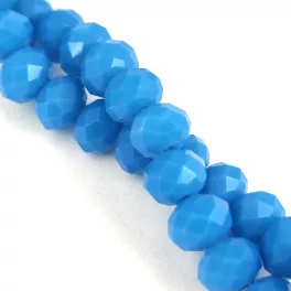  Firepolished donut bead - 6x8mm - Turquoise Blue - sold on strand