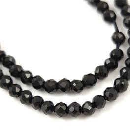 Firepolished round bead - 2mm - Jet - sold on strand