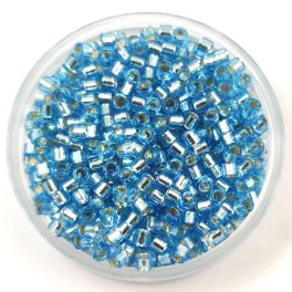   Miyuki Delica Japanese Seed Bead  size : 10/0 - 0044 - Silver Lined Aqua - 10/0