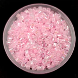  Miyuki Delica Japanese Seed Bead  size : 10/0 - 55 - Pink Lined Crystal AB