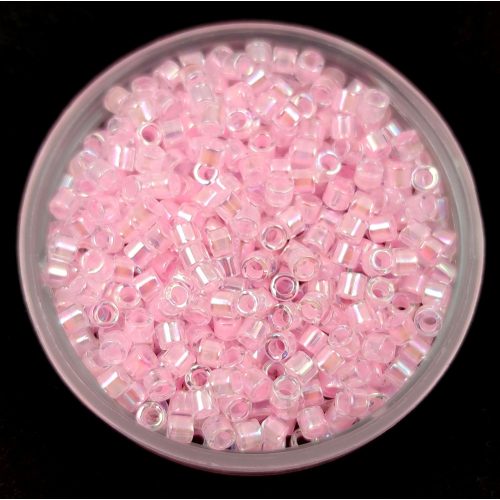 Miyuki Delica Japanese Seed Bead  size : 10/0 - 55 - Pink Lined Crystal AB