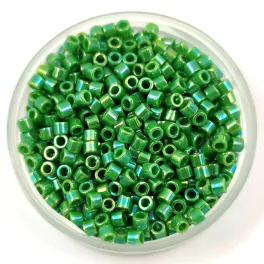   Miyuki Delica Japanese Seed Bead  size : 10/0 - 0163 Opaque Green AB