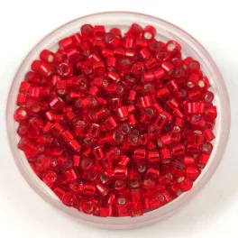   Miyuki Delica Japanese Seed Bead  - 602 -  Silver Lined Dyed Red - 10/0