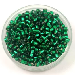   Miyuki Delica Japanese Seed Bead  - 605 -  Silver Lined Emerald - 10/0