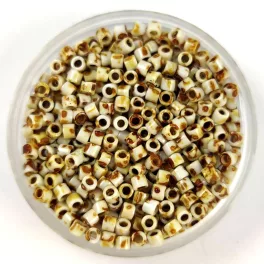   Miyuki Delica Japanese Seed Bead  size : 10/0 -  2262 - Opaque Yellow Picasso