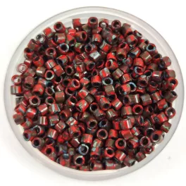   Miyuki Delica Japanese Seed Bead  size : 10/0 - 2263 - Opaque Red Picasso
