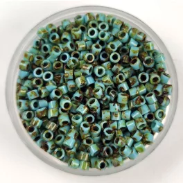   Miyuki delica gyöngy - 2264 - Opaque Turquoise Blue Picasso - 10/0