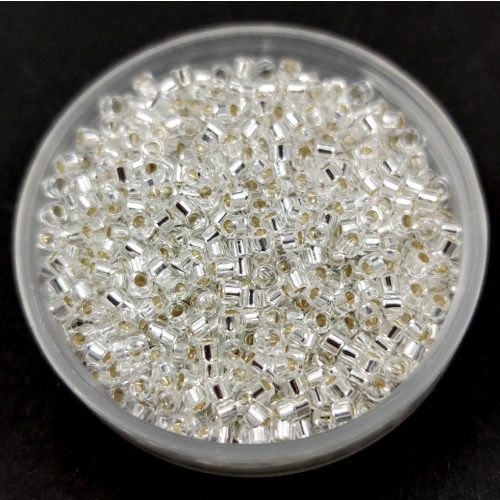 Miyuki delica gyöngy 0041 - ezüst közepű kristály - 11/0 - 50g-AKCIOS