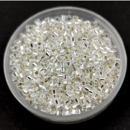   Miyuki Delica Japanese Seed Bead  size : 11/0 - 0041 Silver Lined Crystal 
