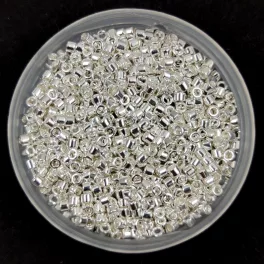   Miyuki Delica Japanese Seed Bead  size : 11/0 - 0551 - Bright Sterling Silver Plated