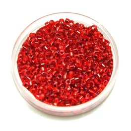   Miyuki Delica Japanese Seed Bead  size : 11/0 - 0603 Silver Lined Dark Red 