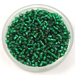   Miyuki Delica Japanese Seed Bead  size : 11/0 - 0605 Silver Lined Emerald