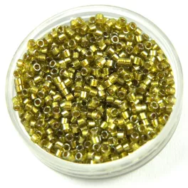   Miyuki Delica Japanese Seed Bead  size : 11/0 - 0908 Sparkling Beige Lined Chartreuse 