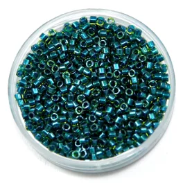   Miyuki Delica Japanese Seed Bead  size : 11/0 - 0919 Teal Lined Chartreuse 