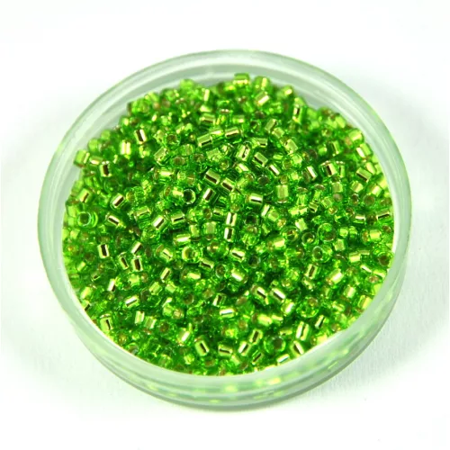 Miyuki Delica Japanese Seed Bead  size : 11/0 - 1206 Silver Lined Greenapple 