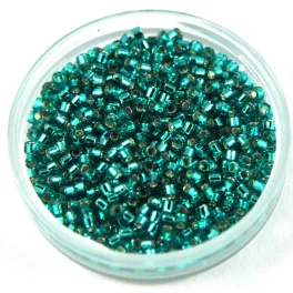   Miyuki Delica Japanese Seed Bead  size : 11/0 - 1208 Silver Lined Teal 