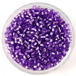   Miyuki Delica Japanese Seed Bead  size : 11/0 - 1347 - Silver Lined Dyed Purple