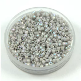   Miyuki Delica Japanese Seed Bead  size : 11/0 - 1507 Opaque Light Grey Smoke AB