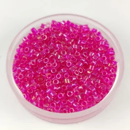   Miyuki Delica Japanese Seed Bead  size : 11/0 - 1743 Fuchsia Lined Rainbow Crystal 