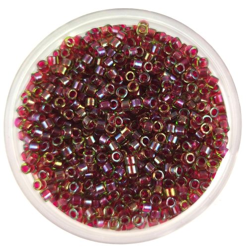 Miyuki Delica Japanese Seed Bead  - 1746 - Cranberry Lined Chartreuse AB - 11/0