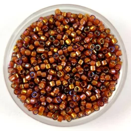   Miyuki Delica Japanese Seed Bead  size : 11/0 - 1779 White Lined Dark Topaz AB 