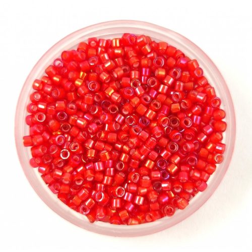 Miyuki Delica Japanese Seed Bead  size : 11/0 - 1780 White Lined Flame Red AB 