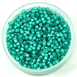   Miyuki Delica Japanese Seed Bead  size : 11/0 - 1782 White Lined Teal AB 