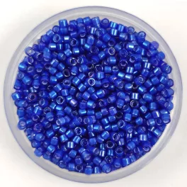   Miyuki Delica Japanese Seed Bead - 1785 - White Lined Electric Blue AB - 11/0