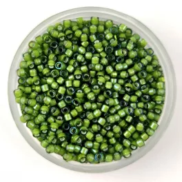   Miyuki Delica Japanese Seed Bead  size : 11/0 - 1786 White Lined Rainbow Green Tea 