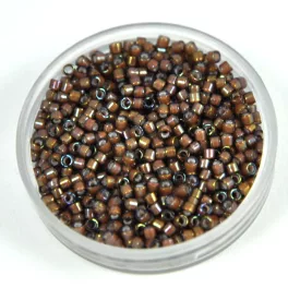   Miyuki Delica Japanese Seed Bead  size : 11/0 - 1790 White Lined Saddle Brown AB 