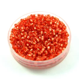   Miyuki Delica Japanese Seed Bead  size : 11/0 - 2158 Duracoat Silver Lined Dyed Clementine 