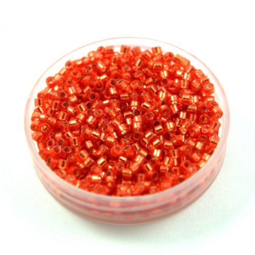 Miyuki Delica Japanese Seed Bead  size : 11/0 - 2158 Duracoat Silver Lined Dyed Clementine 