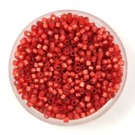   Miyuki Delica Japanese Seed Bead  size : 11/0 - 2173 Duracoat Silver Lined Matte Dyed Crimson 