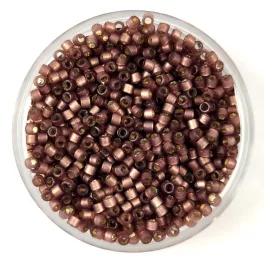   Miyuki Delica Japanese Seed Bead  size : 11/0 - 2183 Duracoat Semi Frosted Silver Lined Raisin 