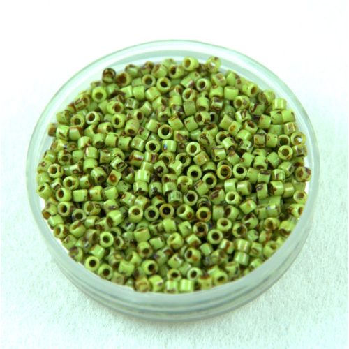 Miyuki delica gyöngy 2265 - Opaque Chartreuse Picasso - 11/0 - 50g - AKCIOS
