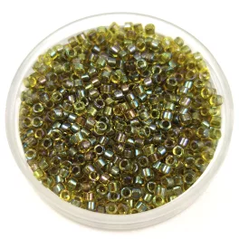   Miyuki Delica Japanese Seed Bead  - 2377 - Transparent Color Lined Olive Luster AB - 11/0