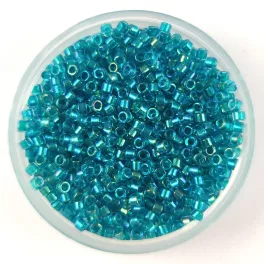   Miyuki Delica Japanese Seed Bead  size : 11/0 - 2380 - Fancy Lined Teal Green - 11/0